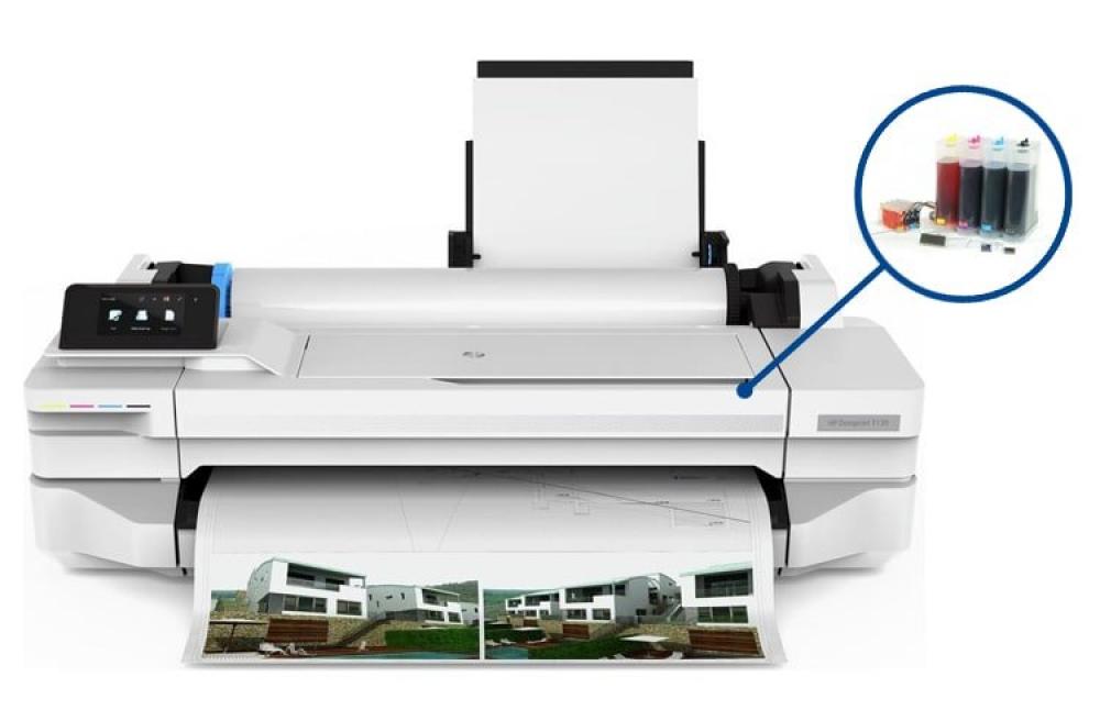 Плоттер HP Designjet T130 с СНПЧ и чернилами изображение - изображение 1