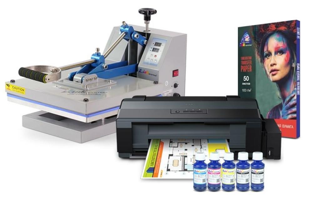изображение Планшетный термопресс INKSYSTEM P-3838 38*38 см и принтер Epson L1300 с набором для сублимационной печати - изображение 1