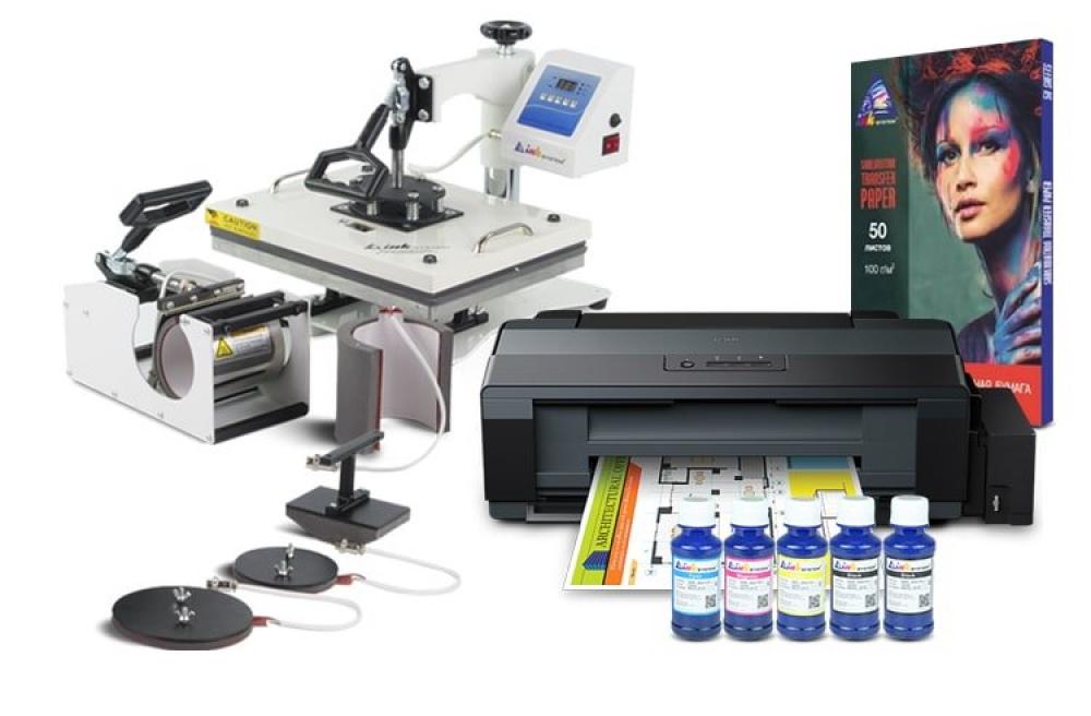 изображение Многофункциональный термопресс INKSYSTEM C-06-2938 6 в 1 и принтер Epson L1300 с набором для сублимационной печати - изображение 1