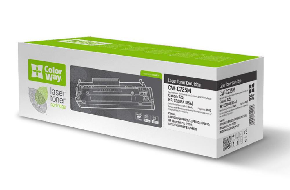 изображение Лазерный картридж ColorWay для Canon LBP6000/MF3010: 725, HP LaserJet Pro P1102, M1132/M1212/M1214/M1217: CE285A (85A) (черный)